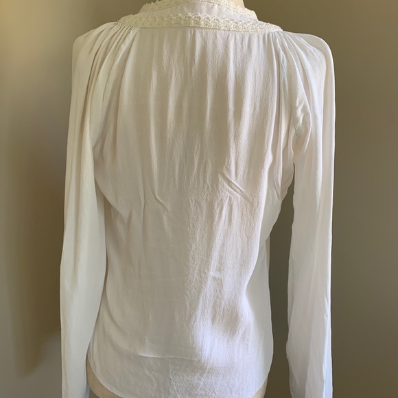 Pheasant Long Sleeve Cream Top Embroidered Trim - Picture 3 of 5